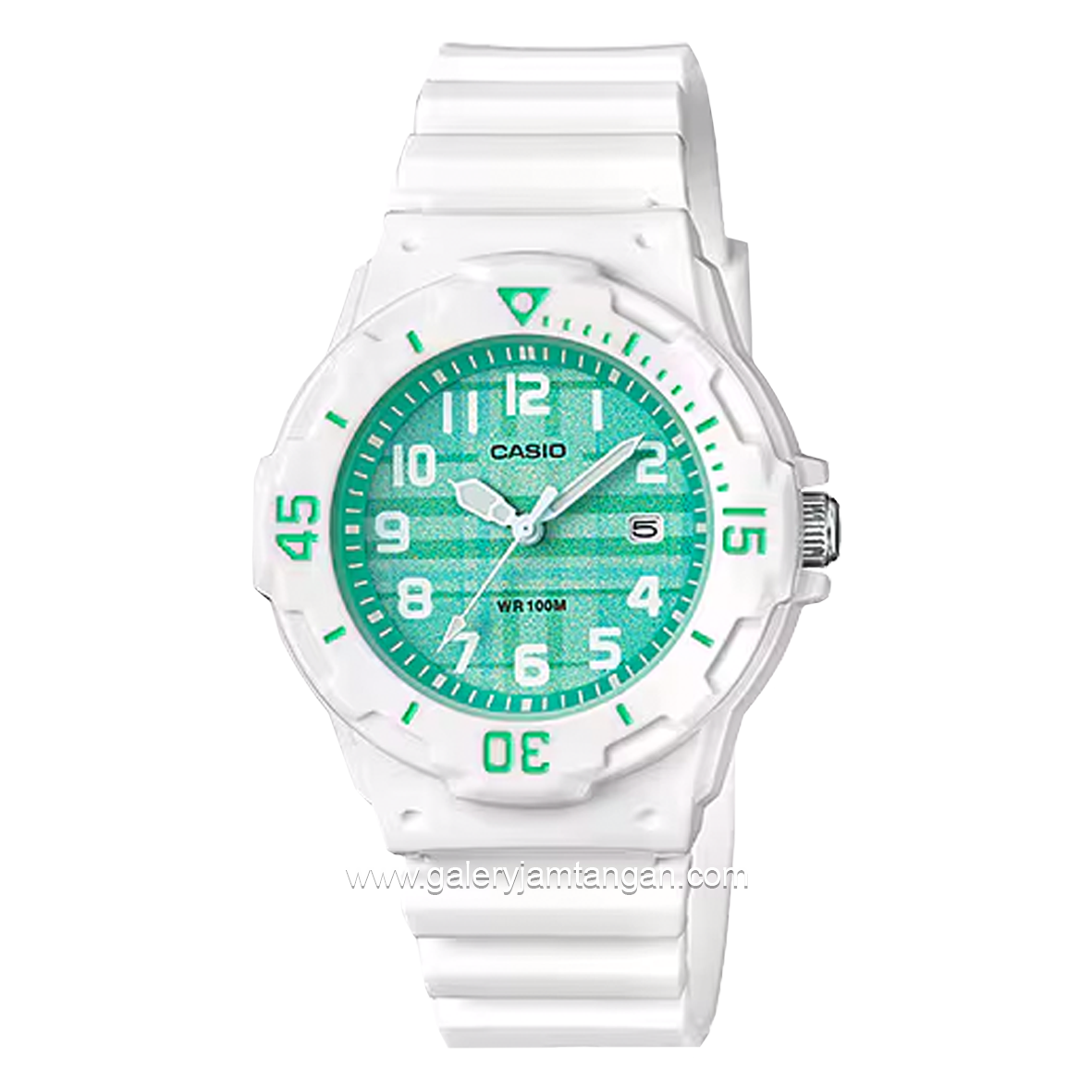 CASIO General LRW-200H-3CVDF White Dial Green Rubber Strap