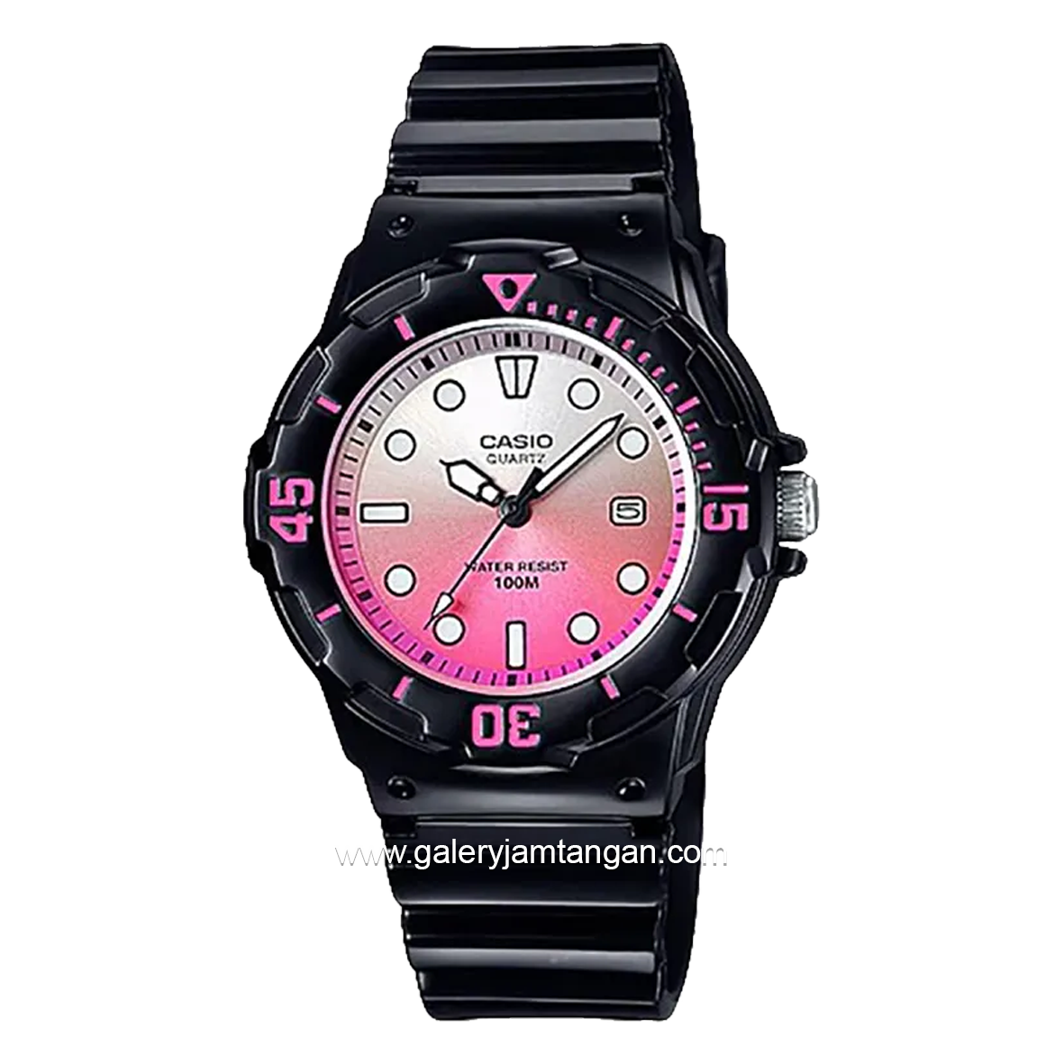 CASIO LRW-200H-4EVDR Black Dial White Pink Resin Strap