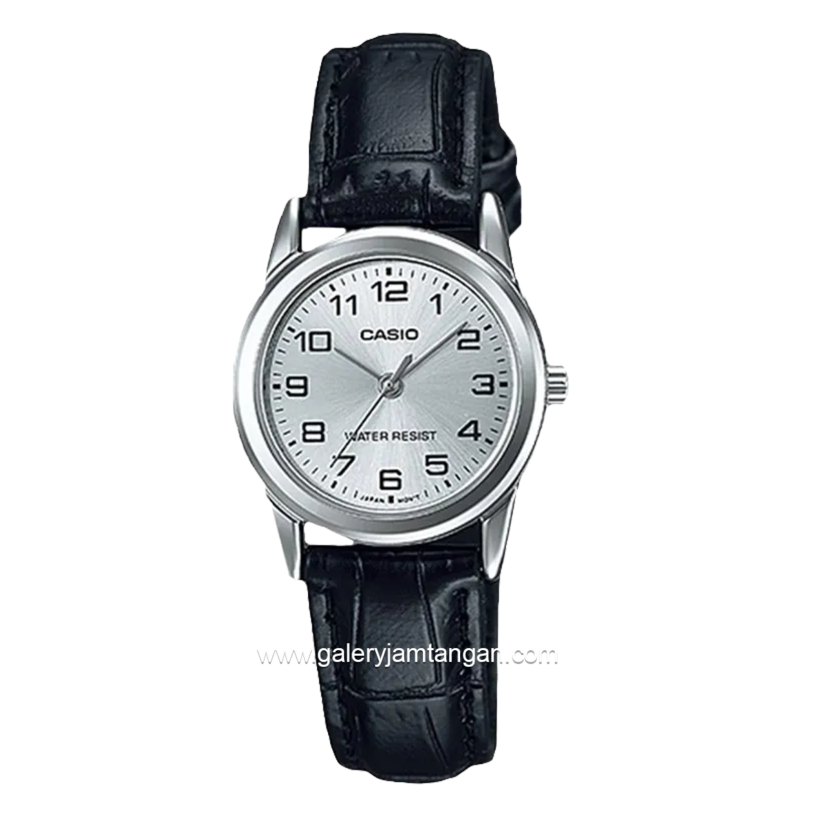 CASIO LTP-V001L-7BUDF Black Dial Silver Leather Strap