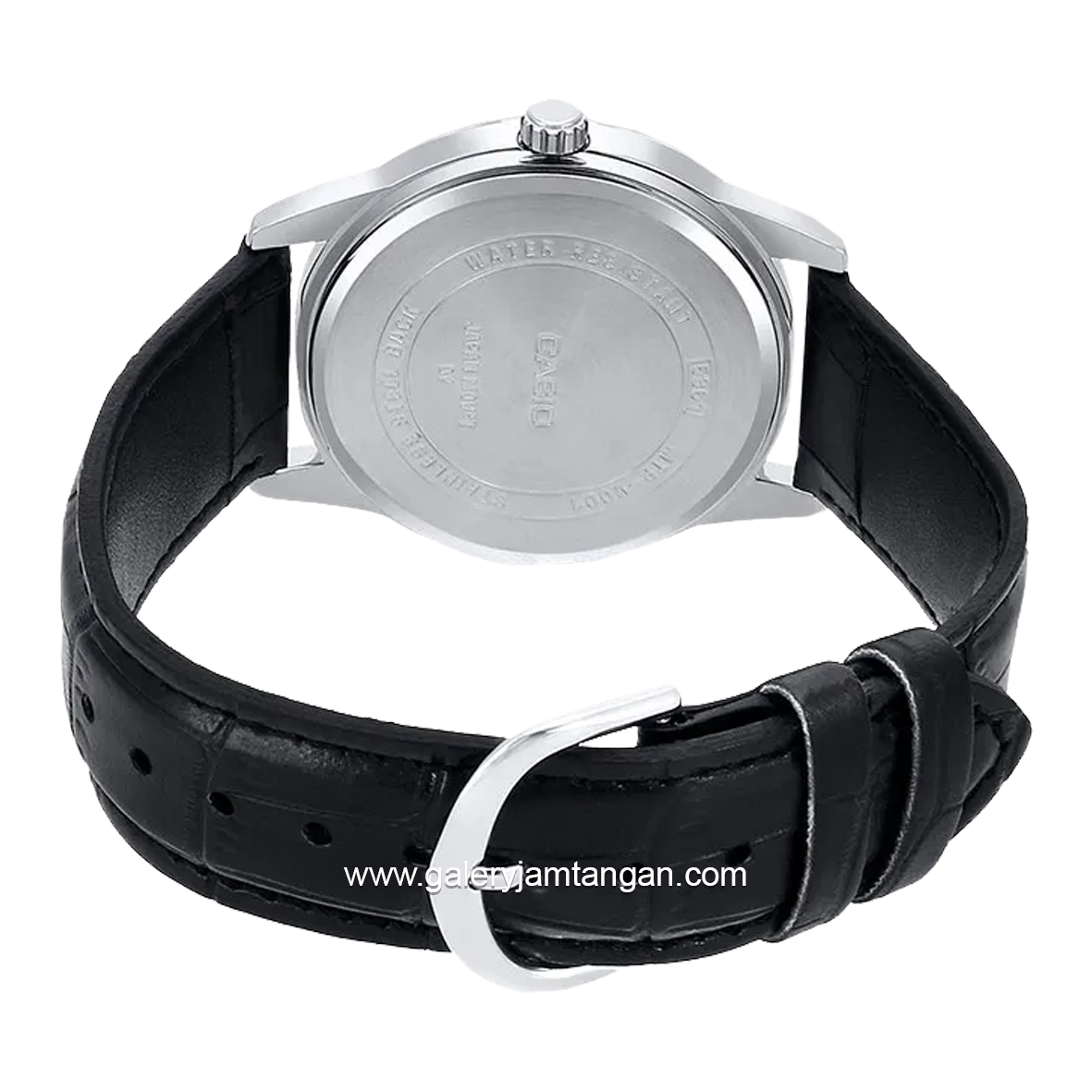 CASIO LTP-V001L-7BUDF Black Dial Silver Leather Strap