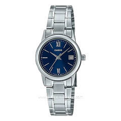CASIO LTP-V002D-2B3UDF Silver Dial Blue Stainless Steel Strap