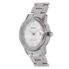 CASIO LTP-V002D-7AUDF Silver Dial White Stainless Steel Strap