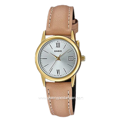 CASIO LTP-V002GL-7B3UDF Beige Gold Dial Silver Leather Strap