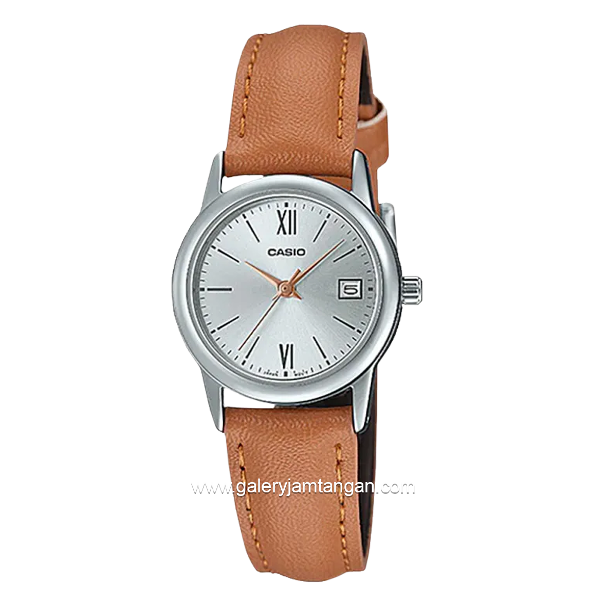 CASIO LTP-V002L-7B3UDF Brown Silver Leather Strap