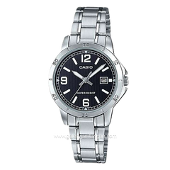 CASIO LTP-V004D-1B2UDF Silver Dial Black Stainless Steel