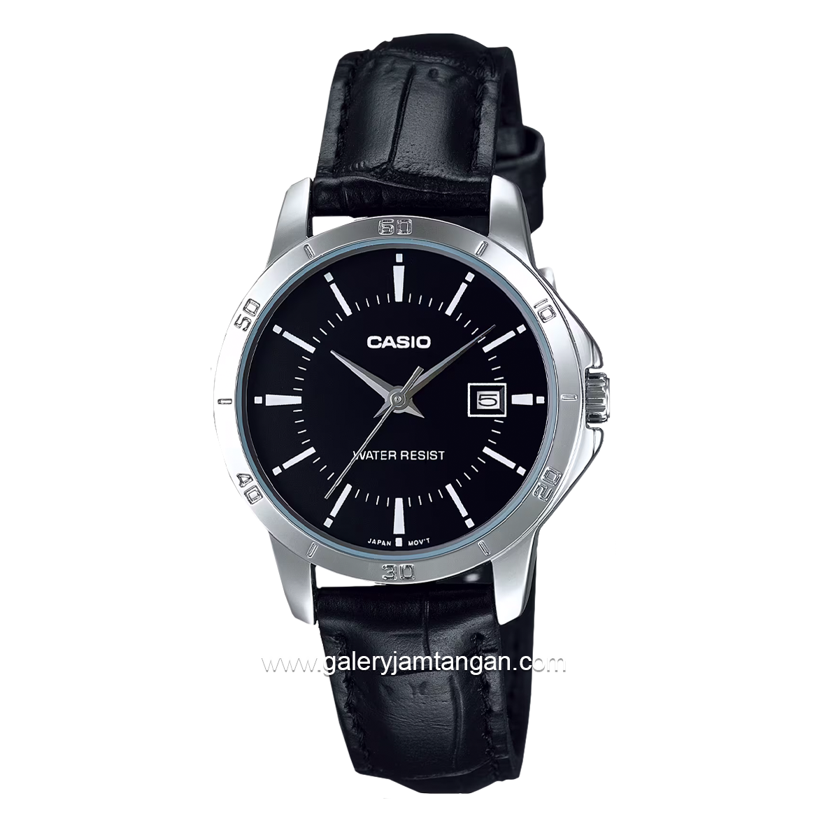 CASIO General LTP-V004L-1AUDF Black Silver Leather Strap