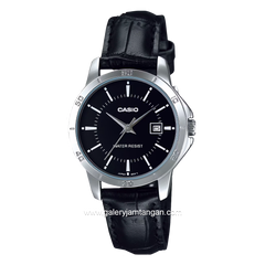CASIO General LTP-V004L-1AUDF Black Silver Leather Strap