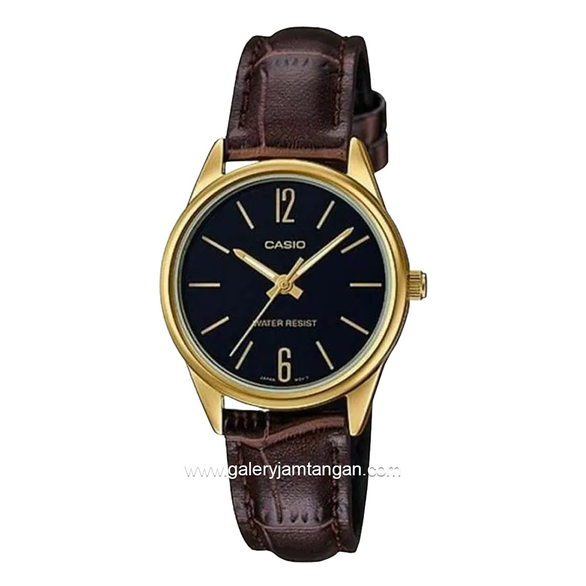 CASIO LTP-V005GL-1BUDF Brown Gold Dial Black Leather Strap