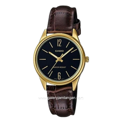 CASIO LTP-V005GL-1BUDF Brown Gold Dial Black Leather Strap