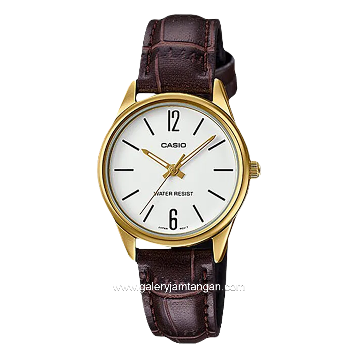 CASIO LTP-V005GL-7BUDF Brown Gold Dial White Leather Strap