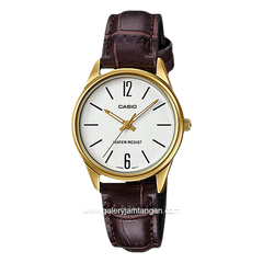 CASIO LTP-V005GL-7BUDF Brown Gold Dial White Leather Strap