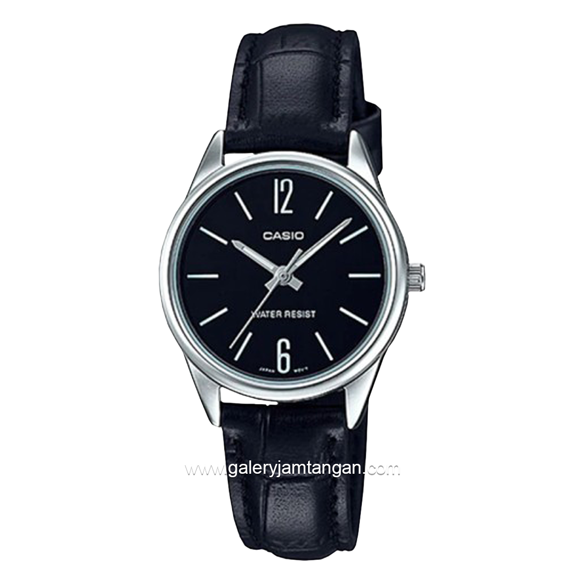 CASIO LTP-V005L-1BUDF Black Silver Leather Strap
