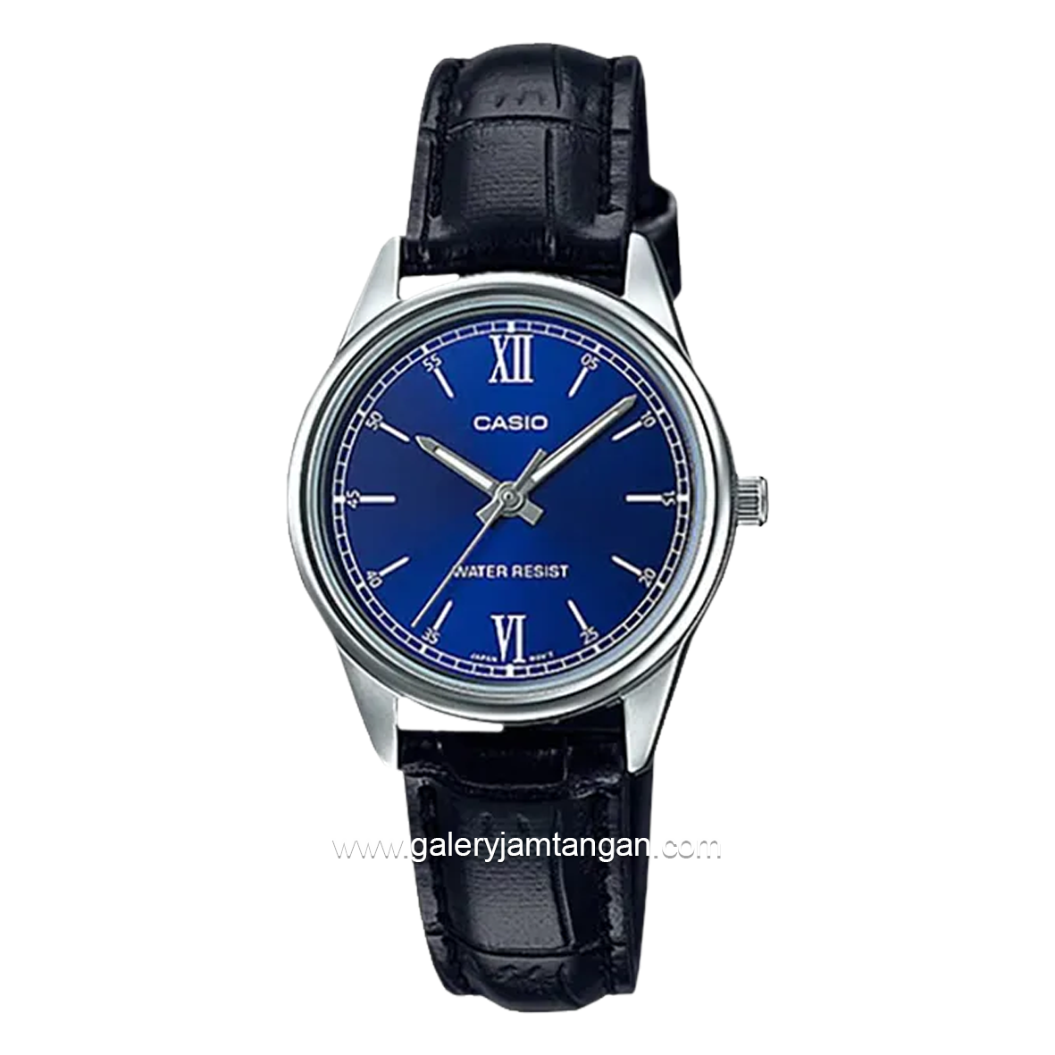 CASIO LTP-V005L-2BUDF Black Silver Dial Blue Leather Strap