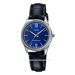 CASIO LTP-V005L-2BUDF Black Silver Dial Blue Leather Strap
