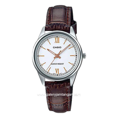 CASIO LTP-V005L-7B3UDF Brown Silver Dial White Leather Strap