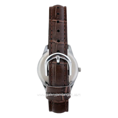 CASIO LTP-V005L-7B3UDF Brown Silver Dial White Leather Strap