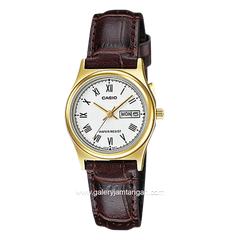 CASIO GENERAL LTP-V006GL-7BUDF Brown Dial White Leather Strap