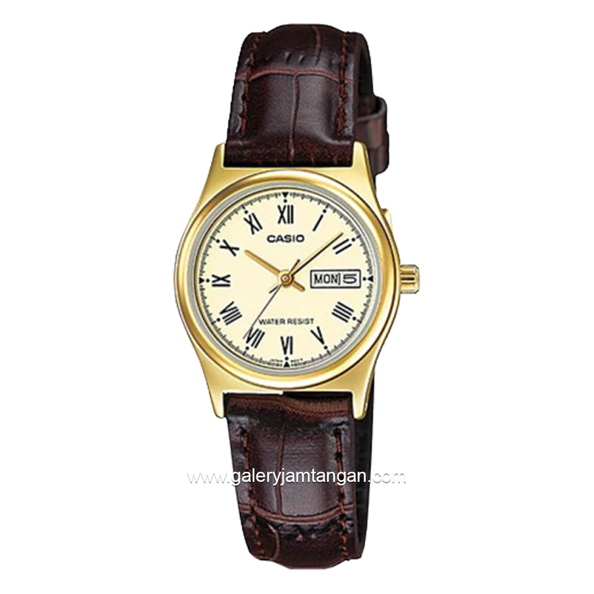 CASIO LTP-V006GL-9BUDF Brown Dial Gold Leather Strap