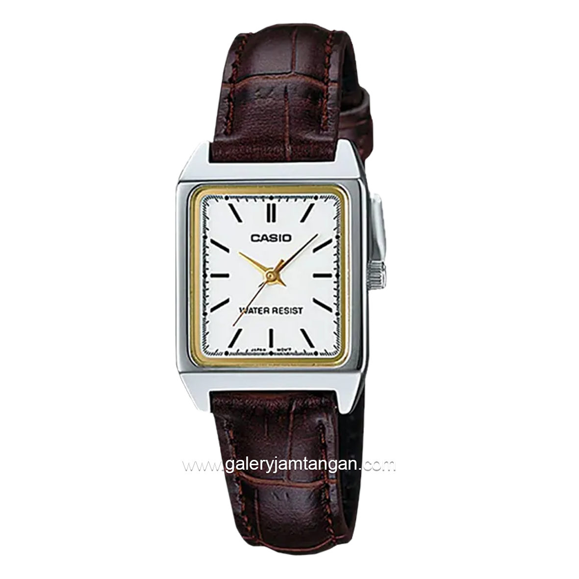 CASIO LTP-V007L-7E2UDF Brown Silver Dial White Leather Strap