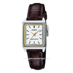 CASIO LTP-V007L-7E2UDF Brown Silver Dial White Leather Strap