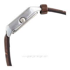 Casio General LTP-V007L-7B2UDF Brown Silver Dial White Leather Strap