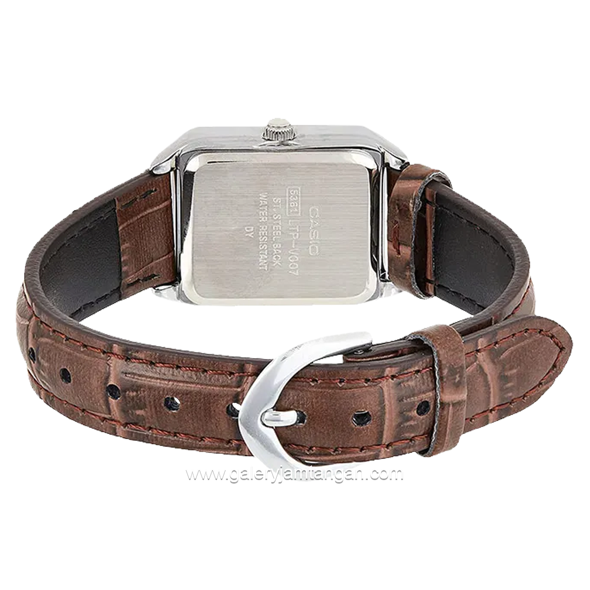 Casio General LTP-V007L-7B2UDF Brown Silver Dial White Leather Strap