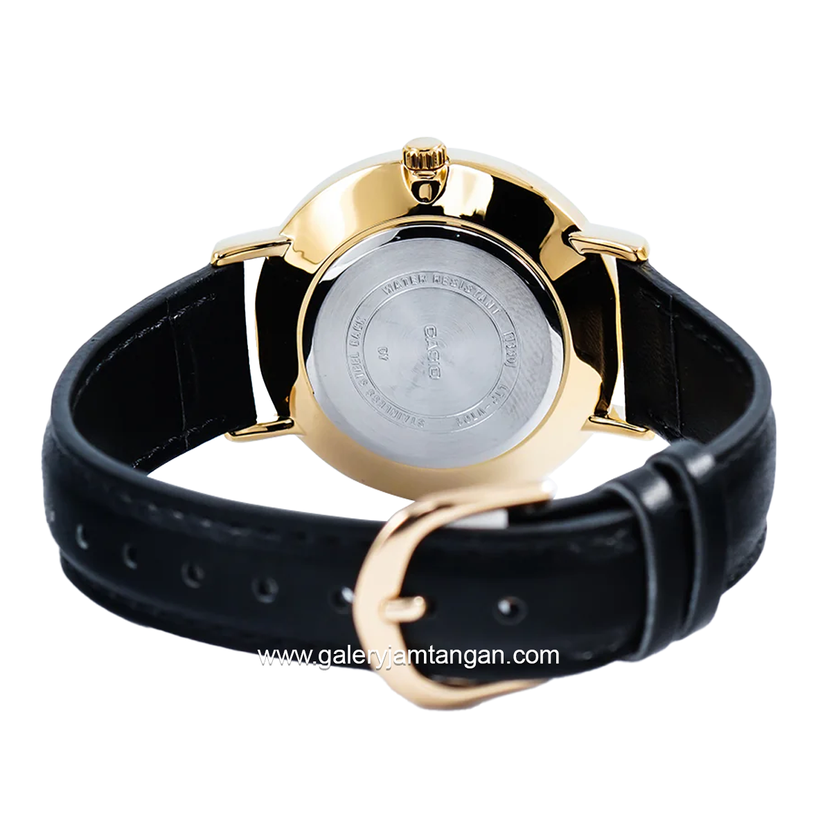 CASIO LTP-VT01GL-1BUDF Black Gold Leather Strap