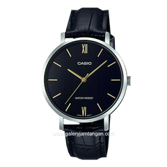 Casio General LTP-VT01L-1BUDF Black Silver Leather Strap