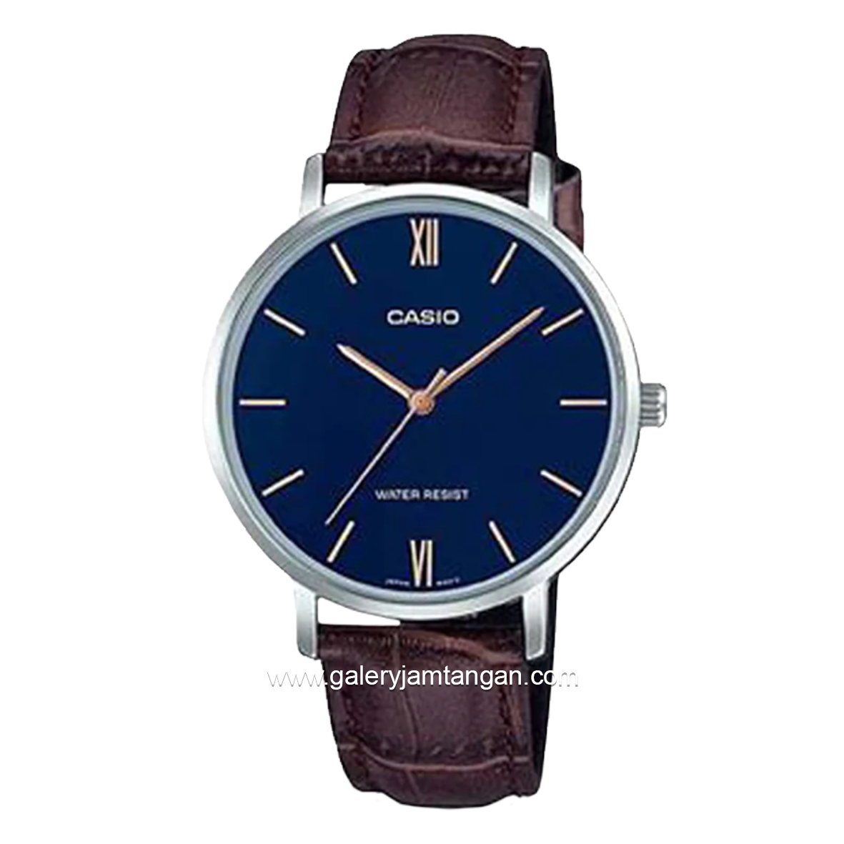 CASIO LTP-VT01L-2BUDF Brown Silver Leather Strap