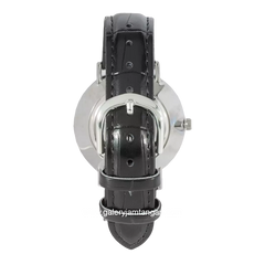 CASIO LTP-VT01L-7B1UDF Black Silver Dial White Leather Strap