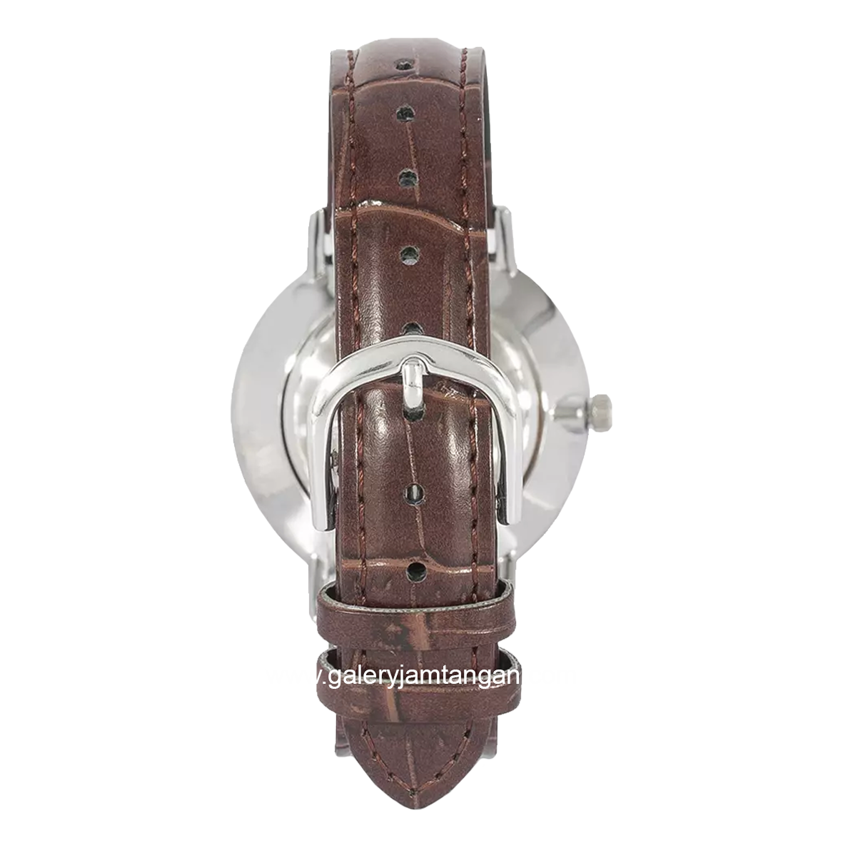 CASIO LTP-VT01L-7B2UDF Brown Silver Dial White Leather Strap