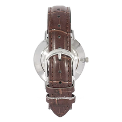 CASIO LTP-VT01L-7B2UDF Brown Silver Dial White Leather Strap