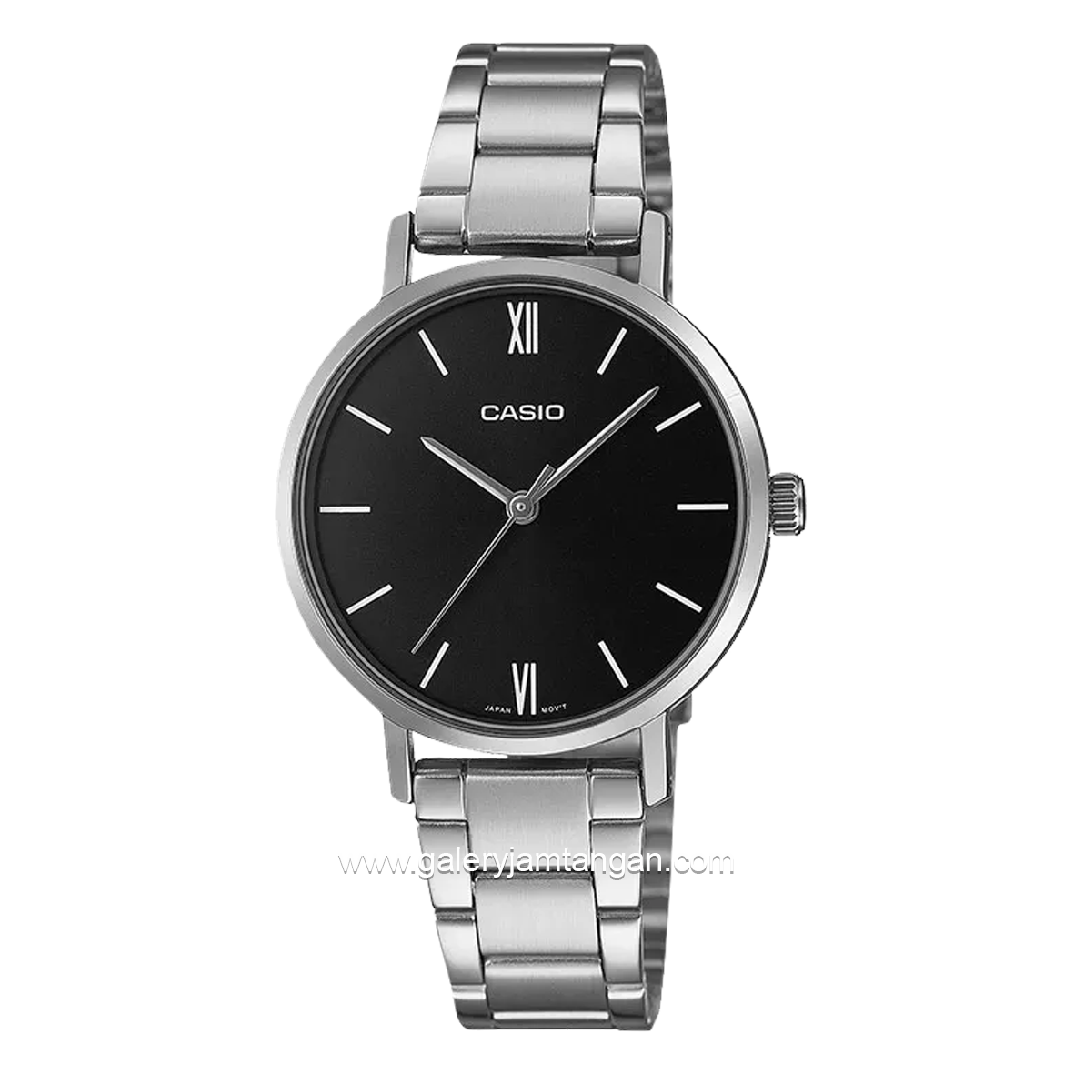 CASIO LTP-VT02D-1AUDF Silver Dial Black Stainless Steel