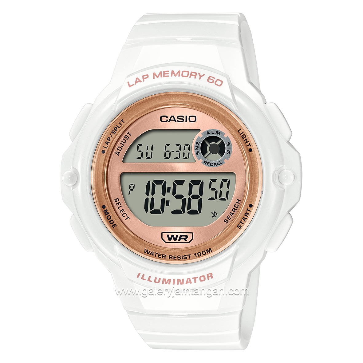 CASIO General LWS-1200H-7A2VDF White Dial Rosegold Digital Rubber Strap