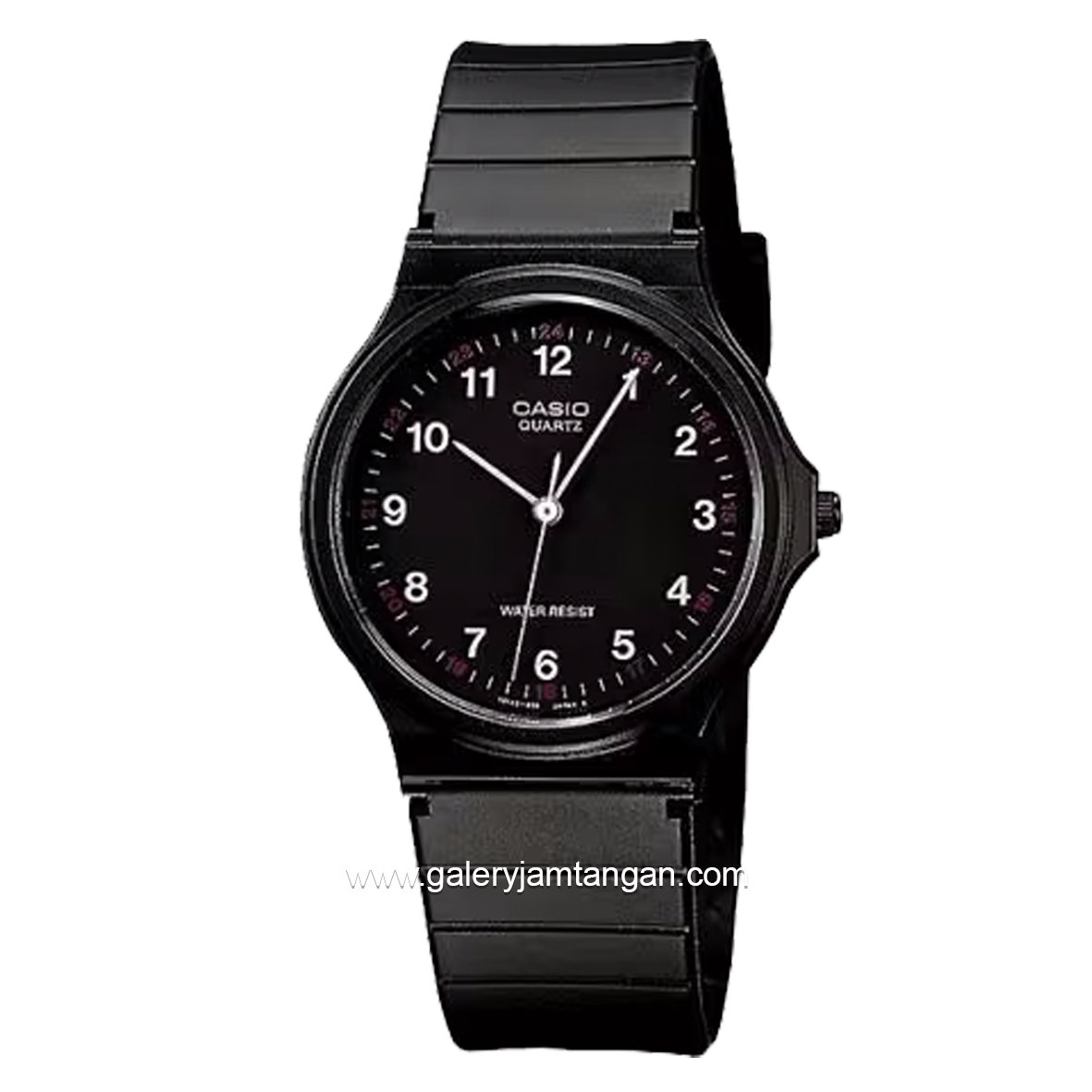 CASIO General MQ-24-1BLDF Black Dial White Rubber Strap