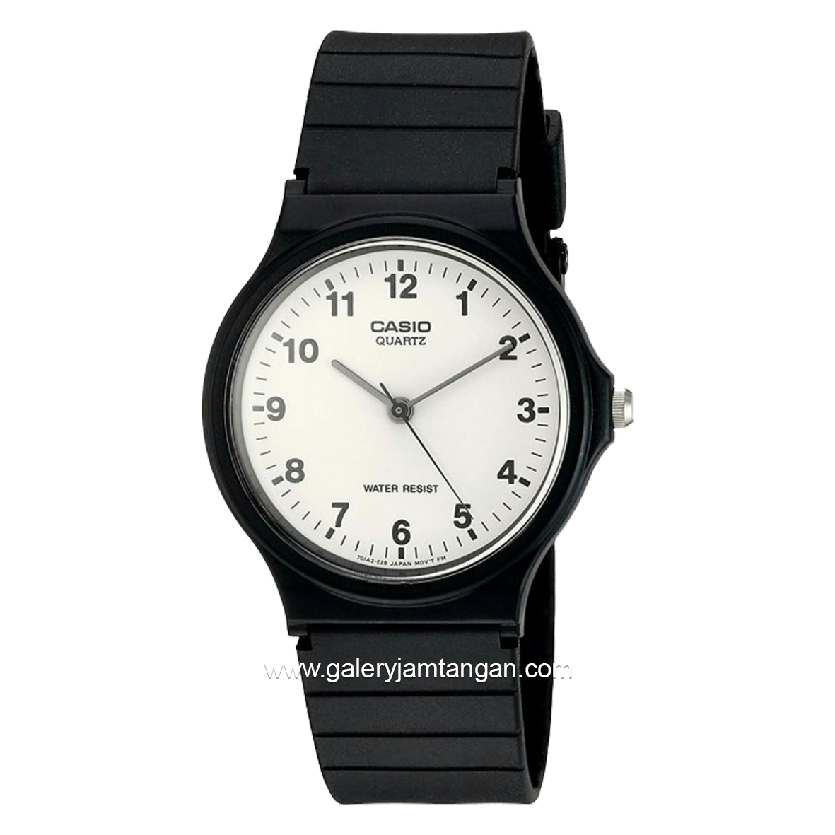 CASIO General MQ-24-7BLDF Black Dial White Rubber Strap