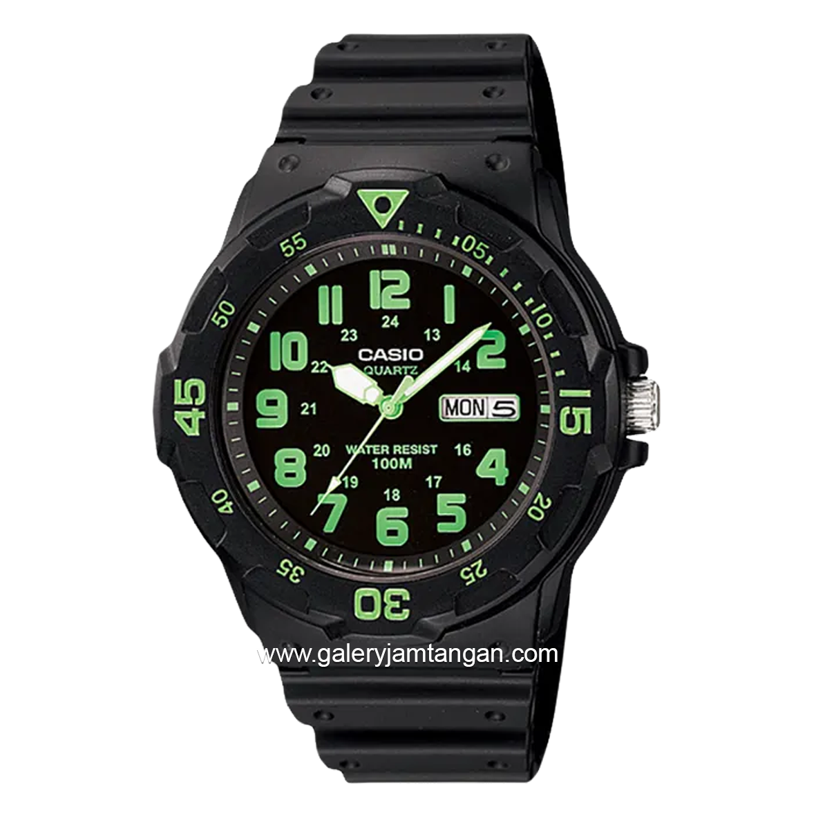 CASIO MRW-200H-3BVDF Black Hour Marker Green Resin Strap