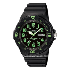CASIO MRW-200H-3BVDF Black Hour Marker Green Resin Strap