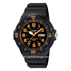 CASIO MRW-200H-4BVDF Black Hour Marker Orange Resin Strap