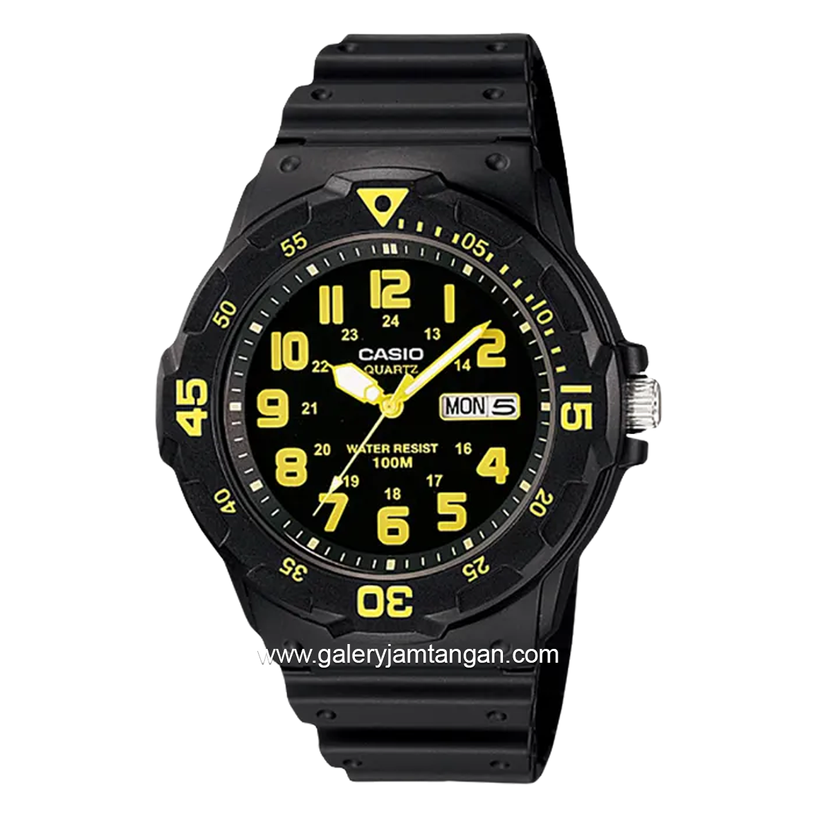 CASIO MRW-200H-9BVDF Black Hour Marker Yellow Resin Strap