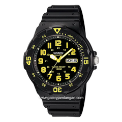 CASIO MRW-200H-9BVDF Black Hour Marker Yellow Resin Strap