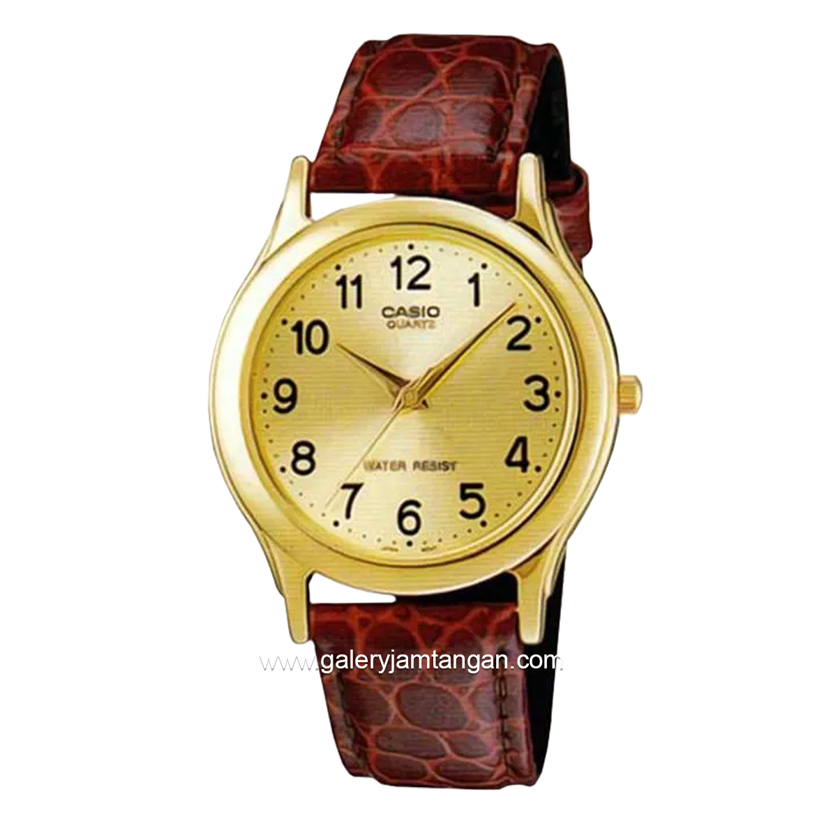 CASIO MTP-1093Q-9B Brown Dial Gold Leather Strap