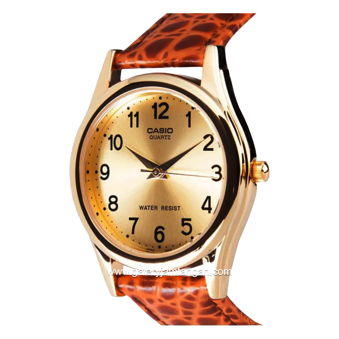 CASIO MTP-1093Q-9B Brown Dial Gold Leather Strap