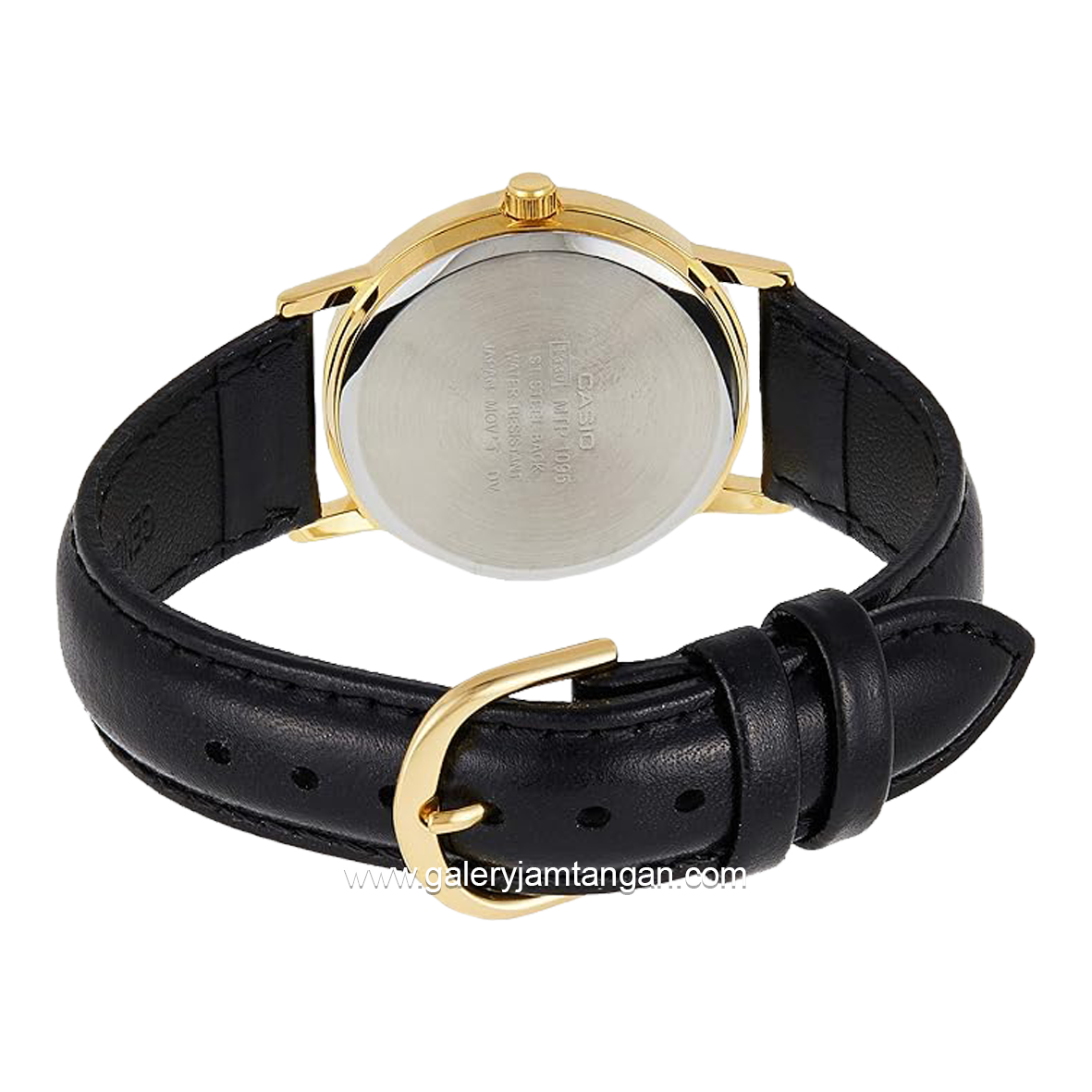 CASIO MTP-1095Q-7B Black Dial White Leather Strap