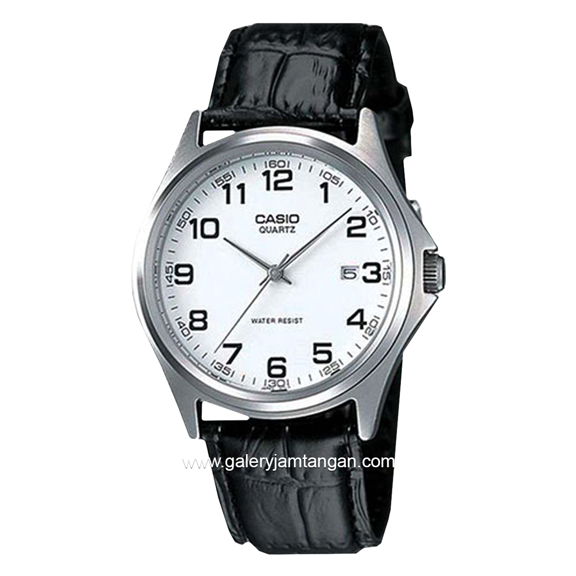 CASIO General MTP-1183E-7BDF Black Silver Leather Strap