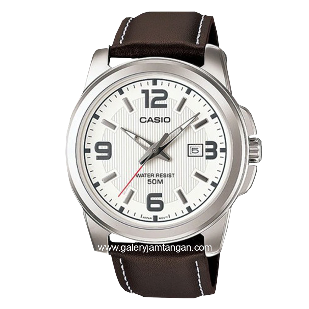 CASIO General MTP-1314L-7AVDF Brown Silver Leather Strap