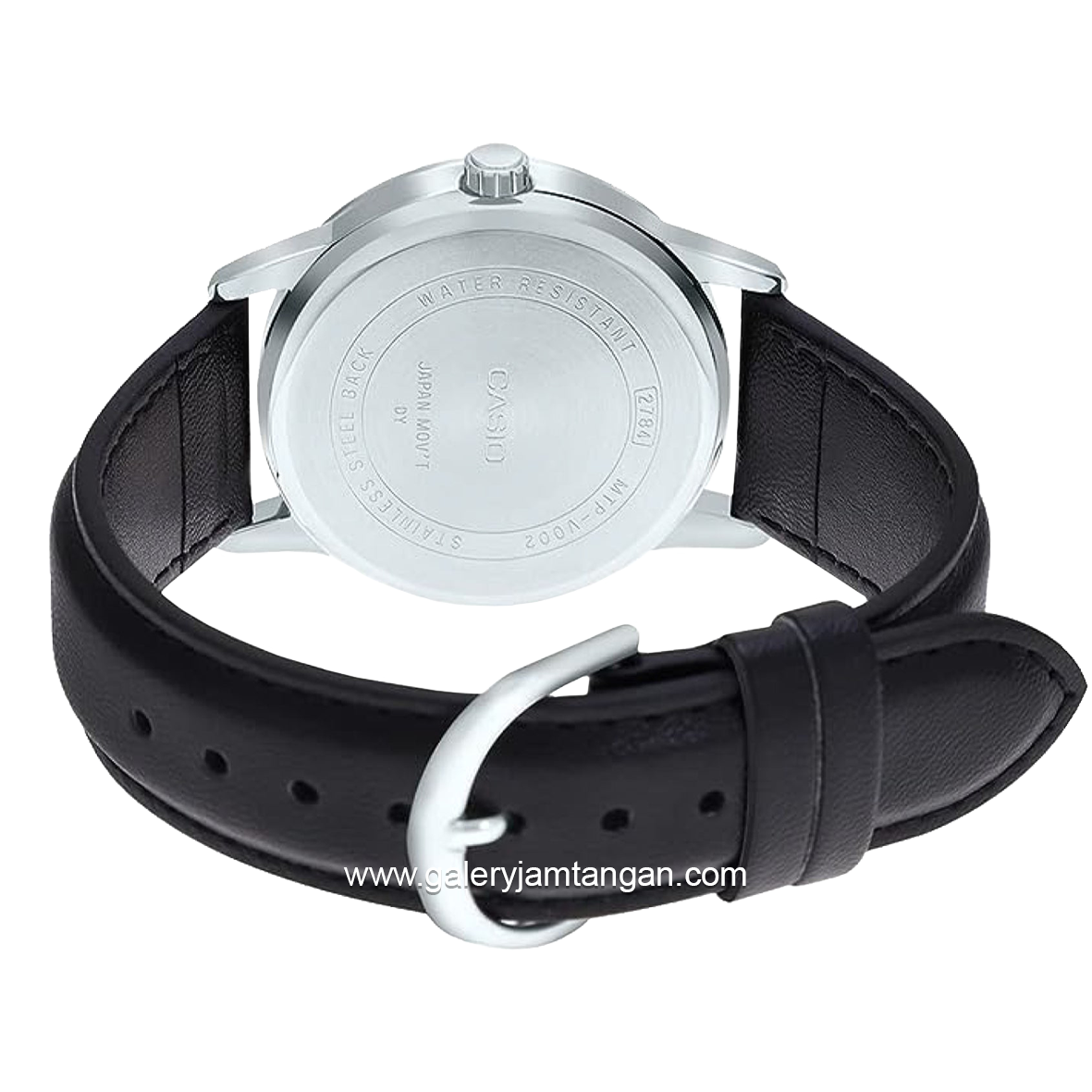 CASIO MTP-V002L-1B3UDF Black Silver Leather Strap
