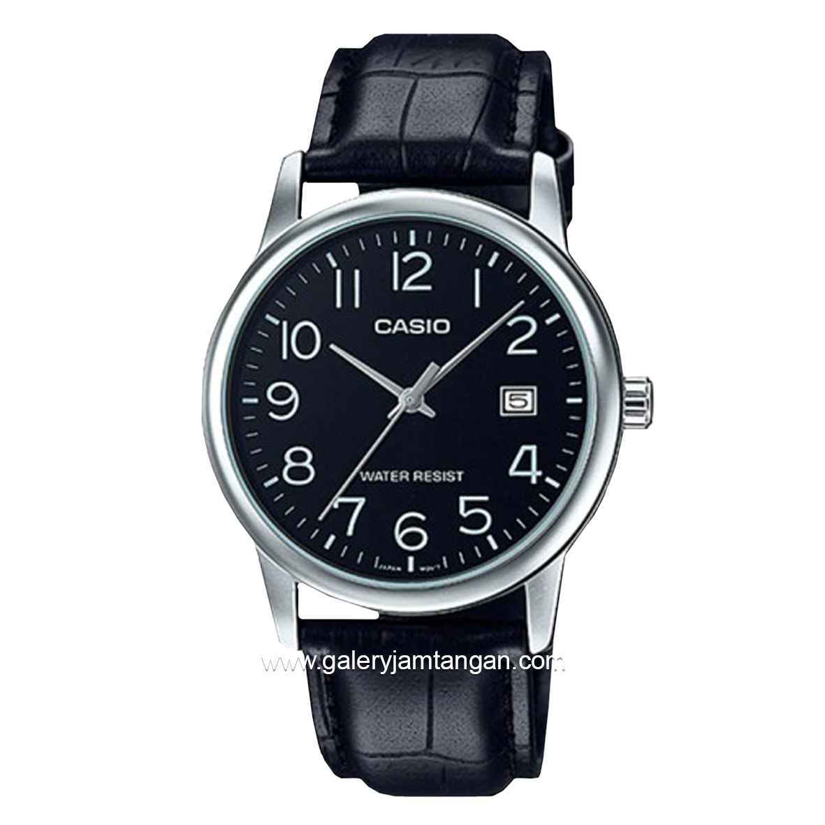 CASIO General MTP-V002L-1BUDF Black Silver Dial Black Leather Strap