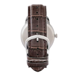 CASIO MTP-V002L-7B2UDF Brown Silver Dial White Leather Strap