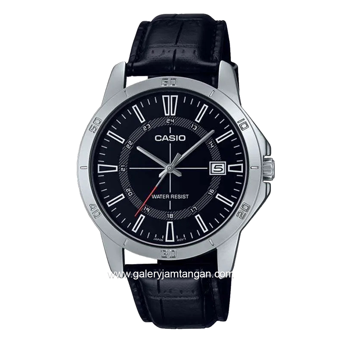 CASIO MTP-V004L-1CUDF Black Silver Leather Strap